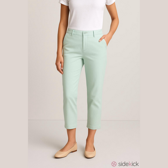 Talbots Pants - TALBOTS pale mint green signature slim crop pants